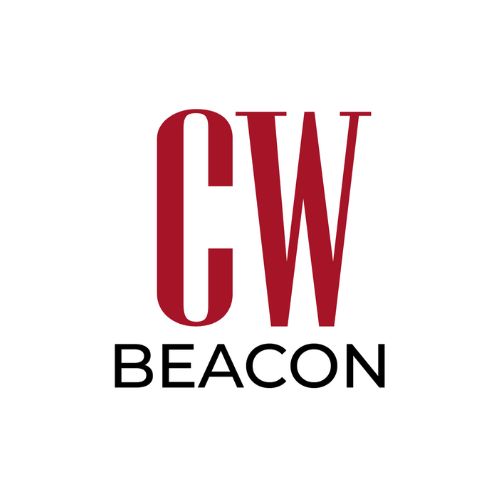 CommonWealth Beacon logo with "CW" letters and word Beacon all in circle outline.